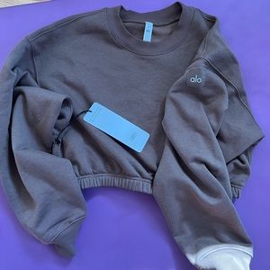 Alo Yoga Devotion Crew Neck Pullover in Cocoa size M